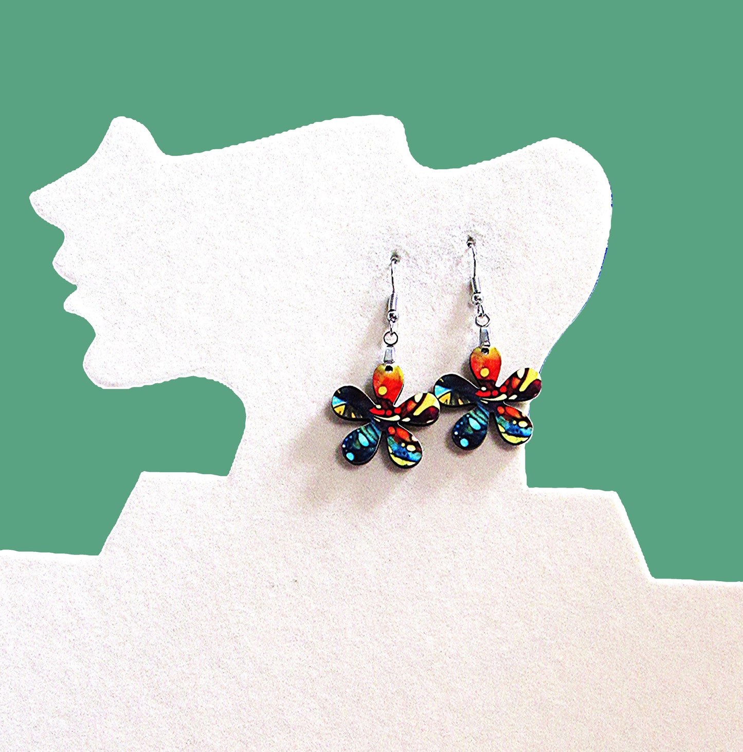 1 inch Hippie Flower Shaped Sublimated Earrings MDF