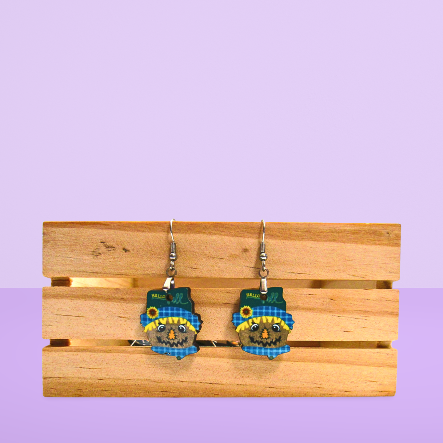 Scarecrow Head Shaped Sublimated Earrings