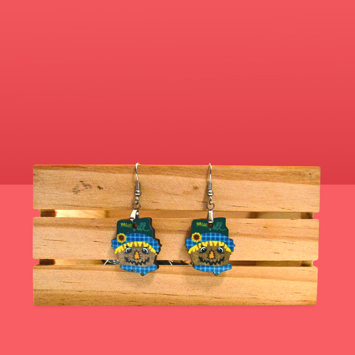 Scarecrow Head Shaped Sublimated Earrings