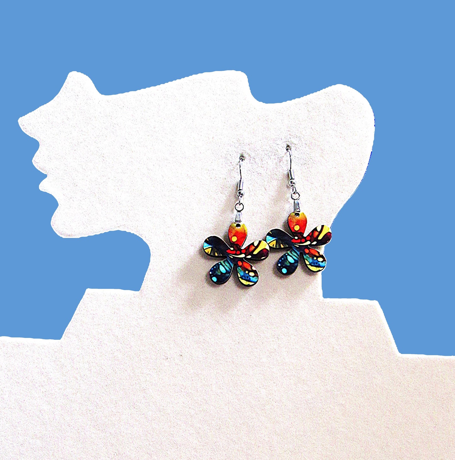 1 inch Hippie Flower Shaped Sublimated Earrings MDF