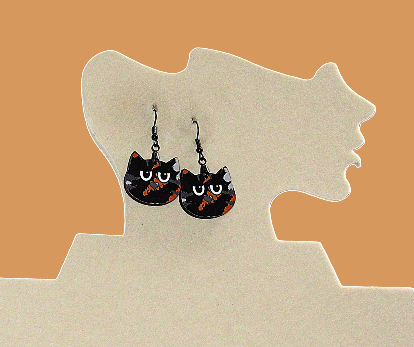 Cat Head Shaped Sublimated Earrings 1 inch