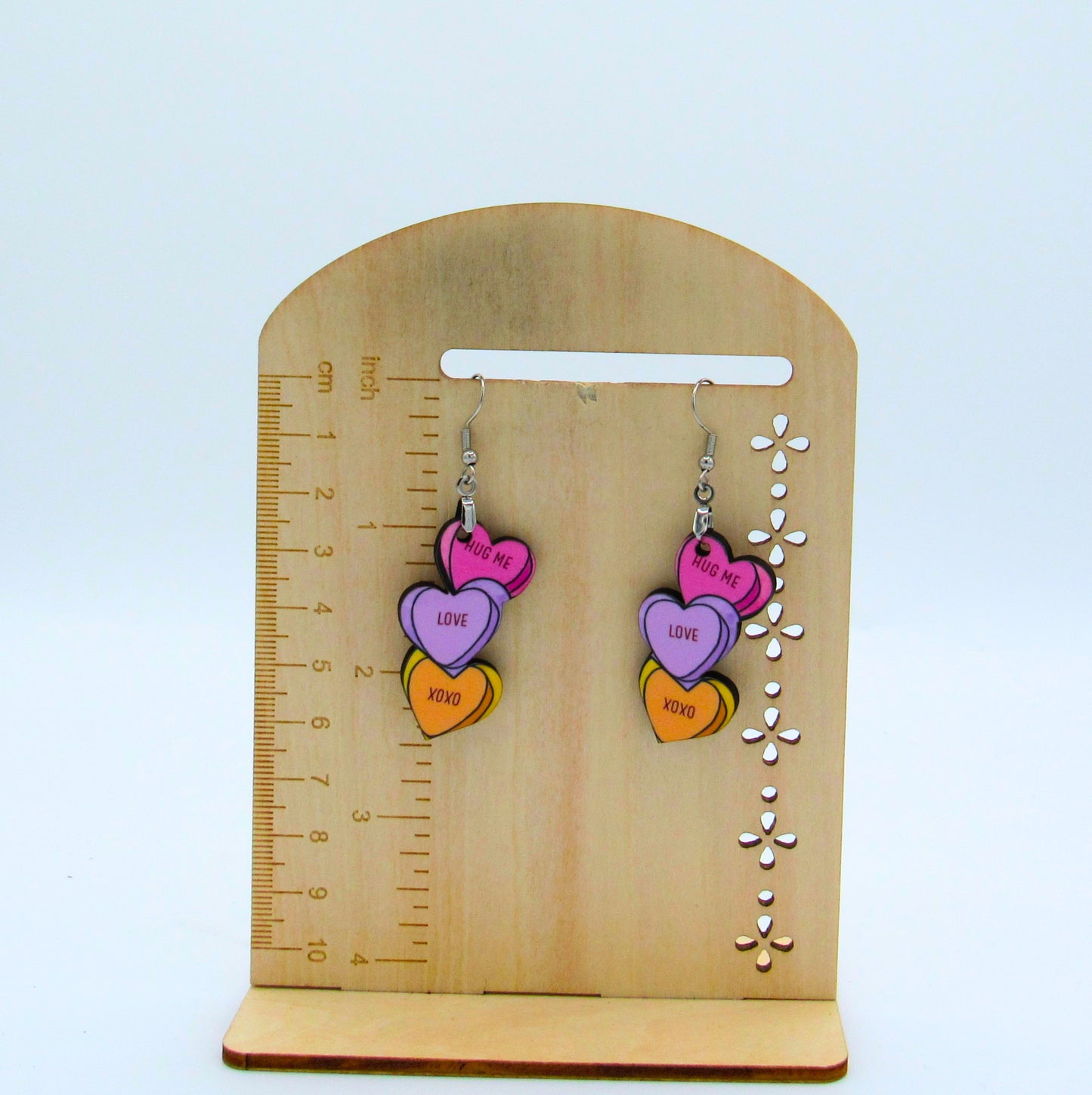 MDF-Triple Heart Shaped Sublimated Earrings 1.5 inch
