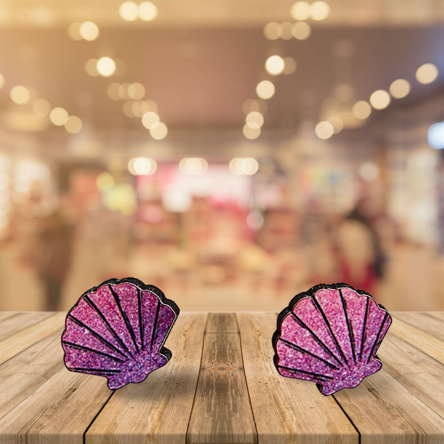 Clam Shell Shaped Sublimated Stud Earrings