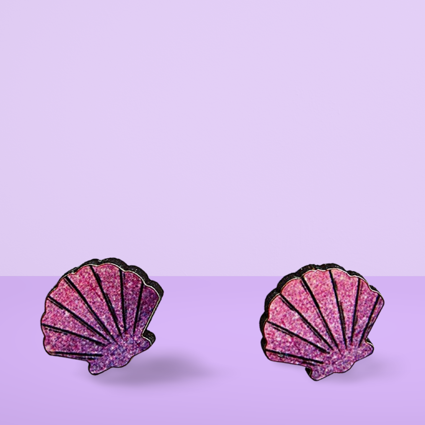 Clam Shell Shaped Sublimated Stud Earrings