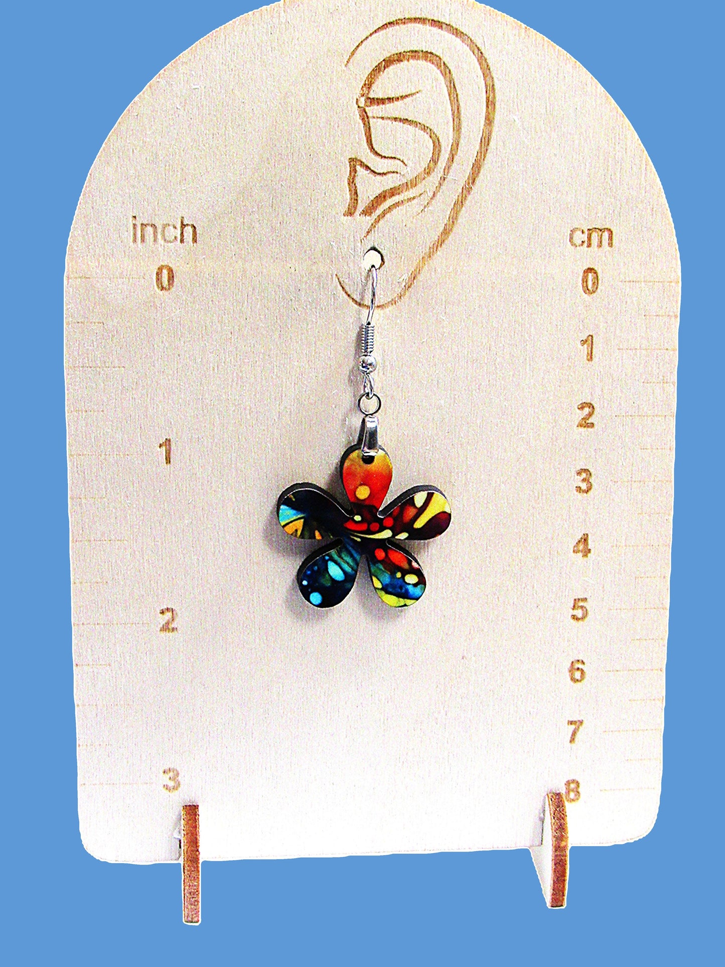 1 inch Hippie Flower Shaped Sublimated Earrings MDF