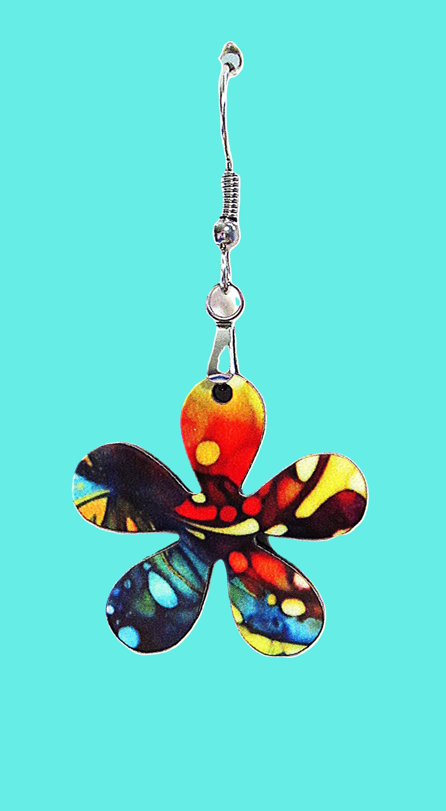 1 inch Hippie Flower Shaped Sublimated Earrings MDF