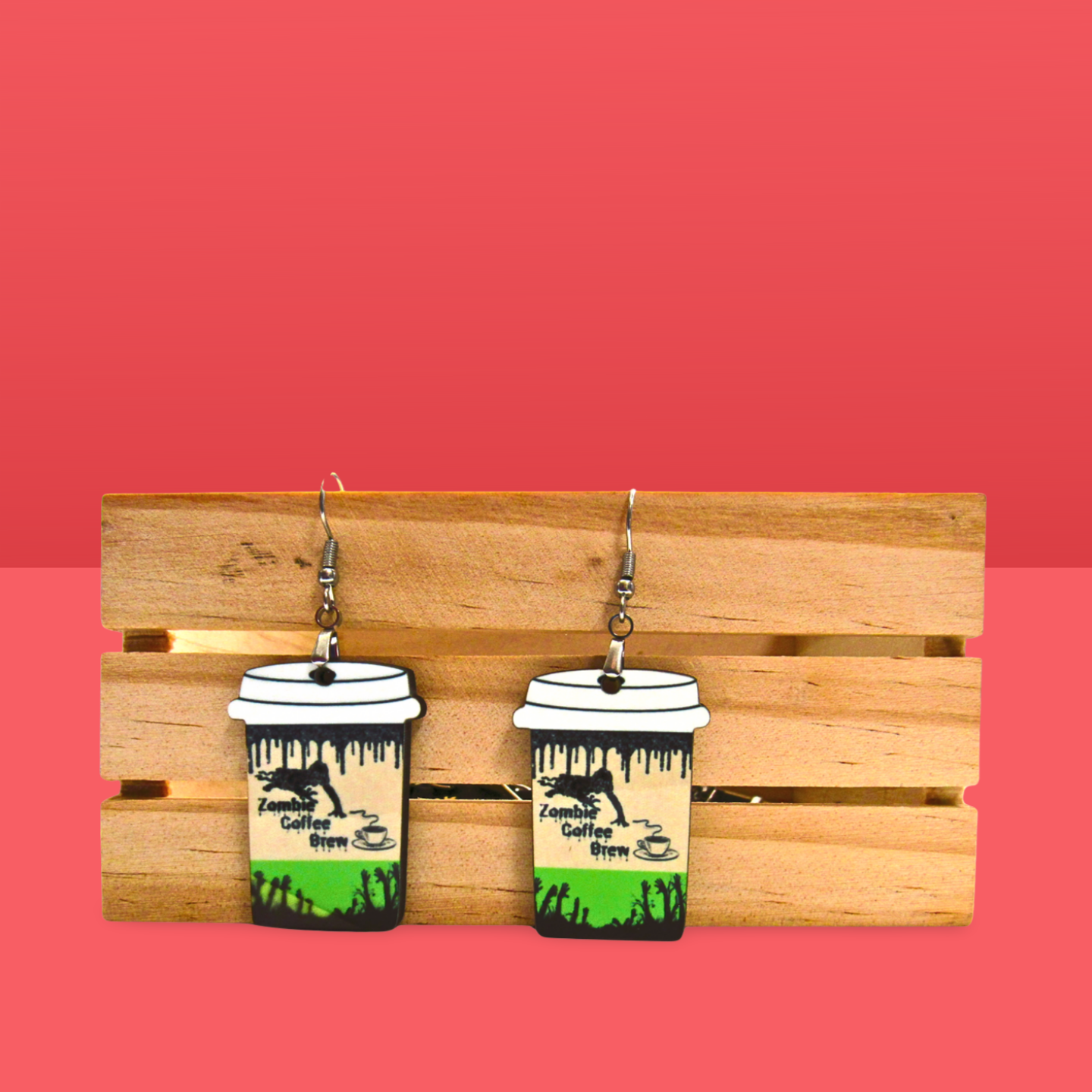 Coffee To GO Cup Shaped Sublimated Earrings 1.5 inch