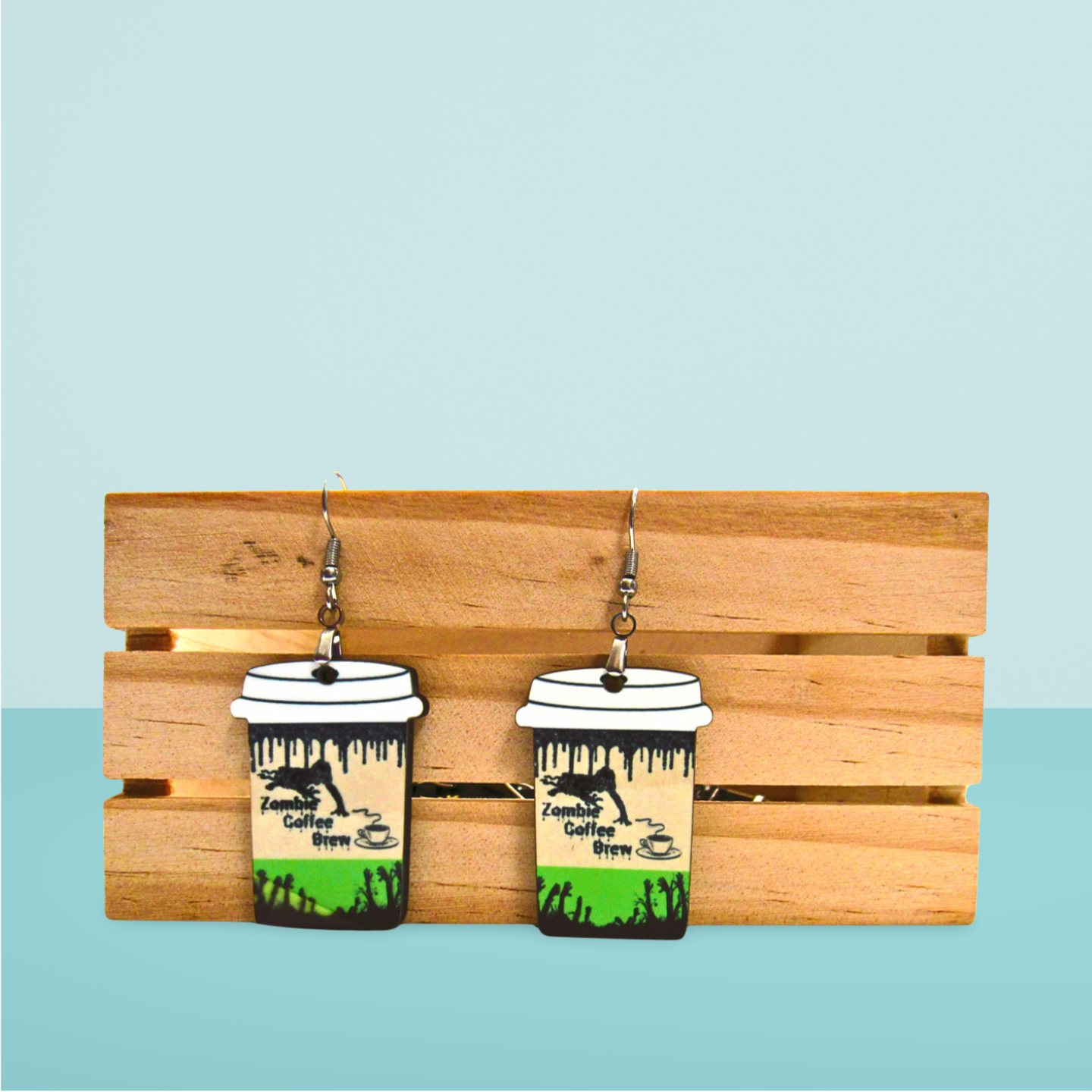 Coffee To GO Cup Shaped Sublimated Earrings 1.5 inch