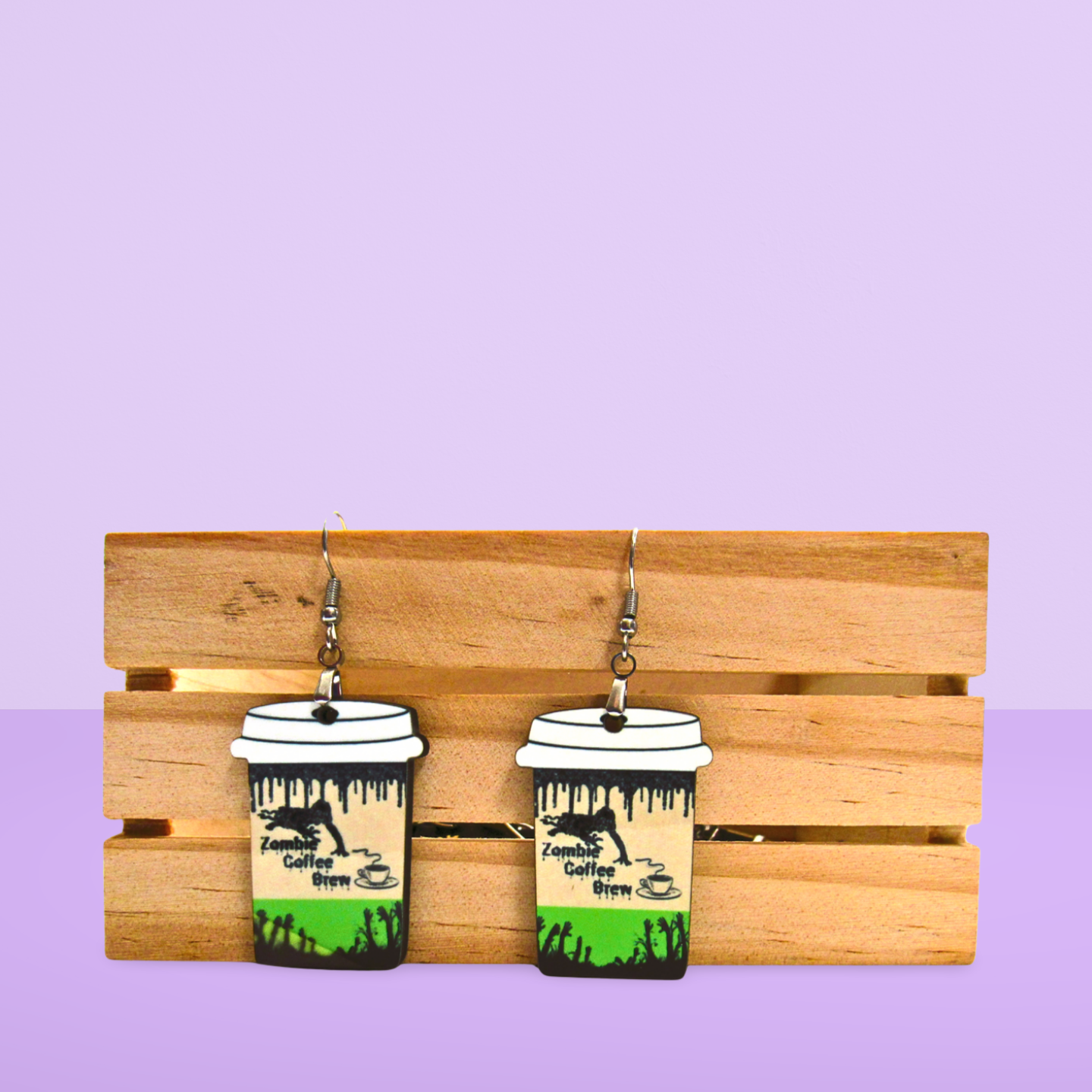 Coffee To GO Cup Shaped Sublimated Earrings 1.5 inch