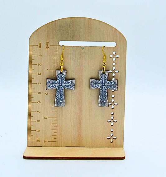 MDF-Cross Shaped Sublimated Earrings 1.5 inches