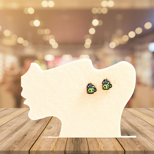 Latte Cup Shaped Sublimated Stud Earrings