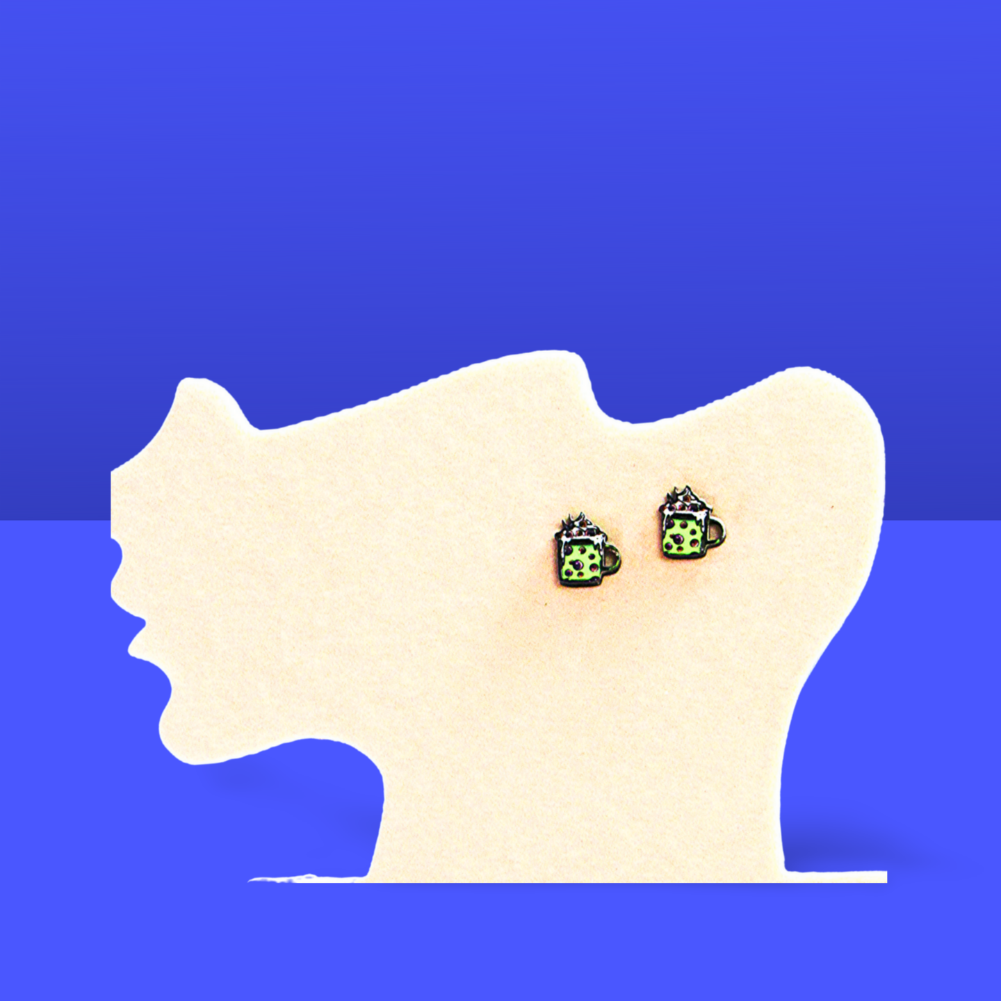 Latte Cup Shaped Sublimated Stud Earrings