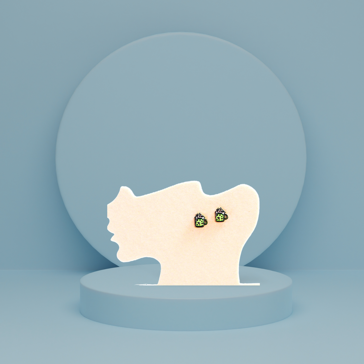 Latte Cup Shaped Sublimated Stud Earrings