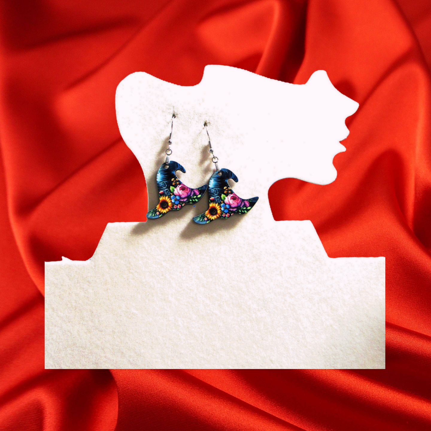 Witch Hat Shaped Sublimated Earrings 1.5 inches