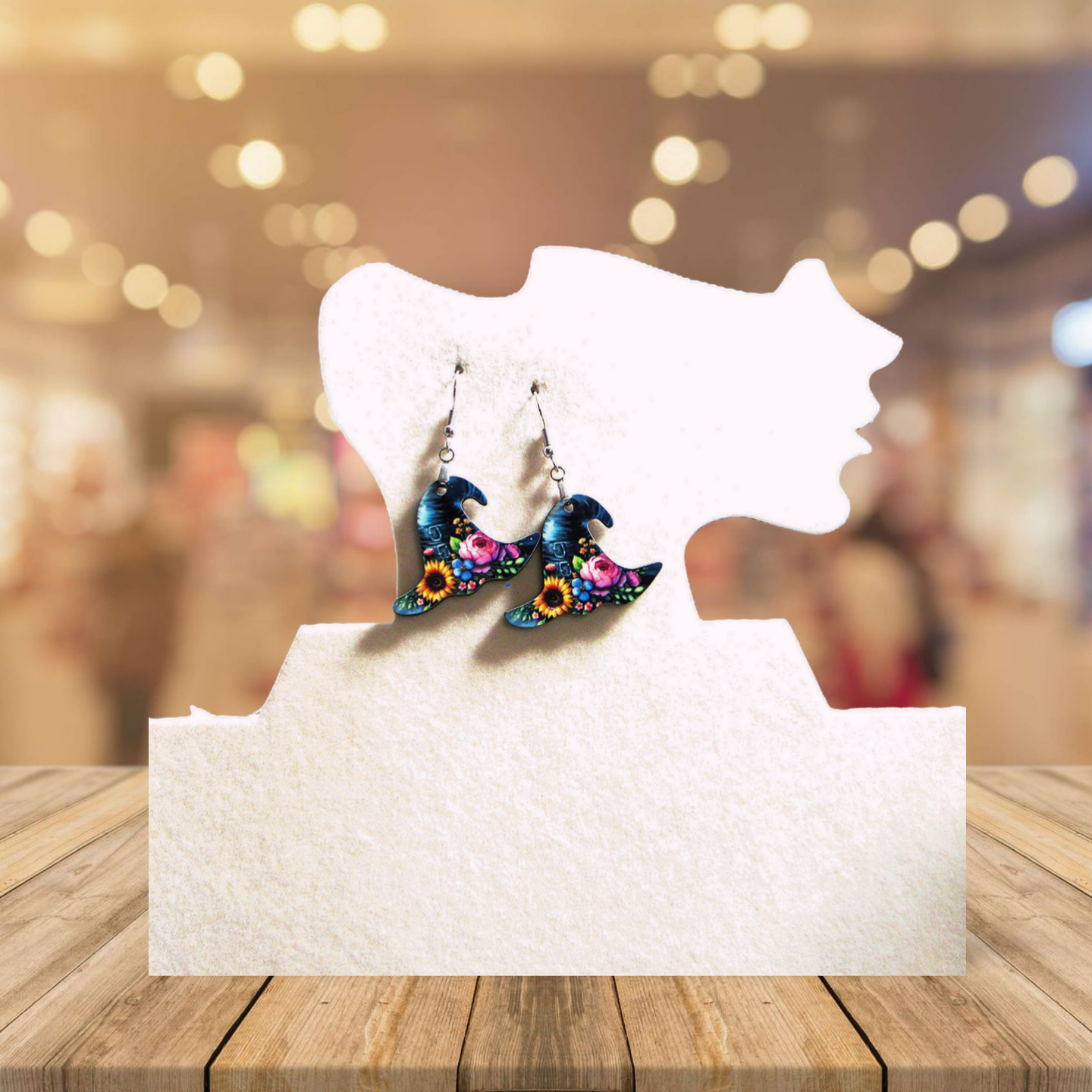 Witch Hat Shaped Sublimated Earrings 1.5 inches