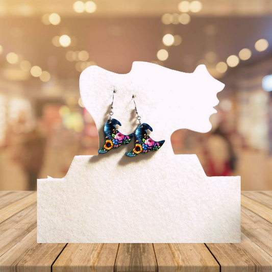 Witch Hat Shaped Sublimated Earrings 1.5 inches
