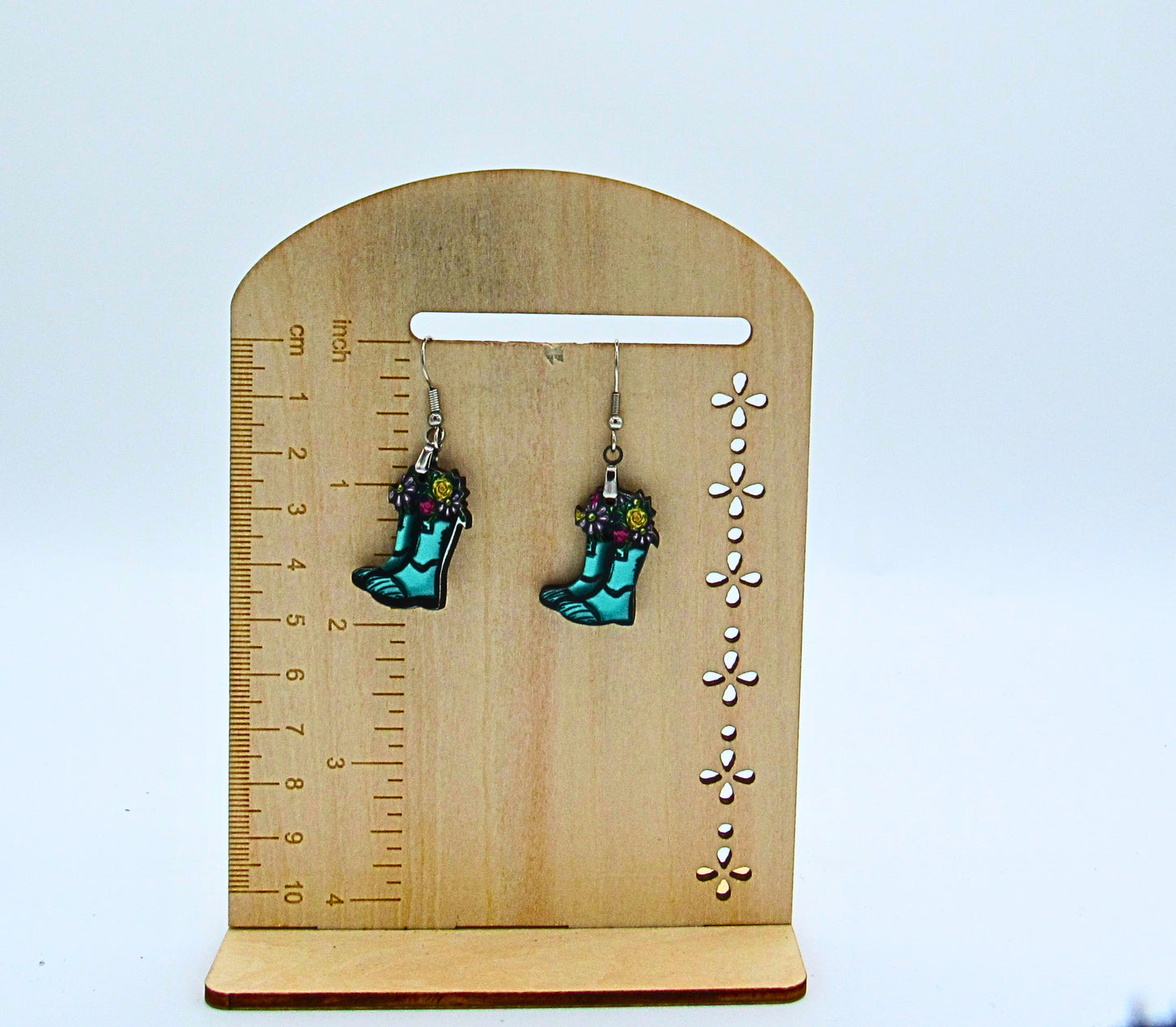 MDF-Rainboot Shaped Sublimated Earrings 1 inch