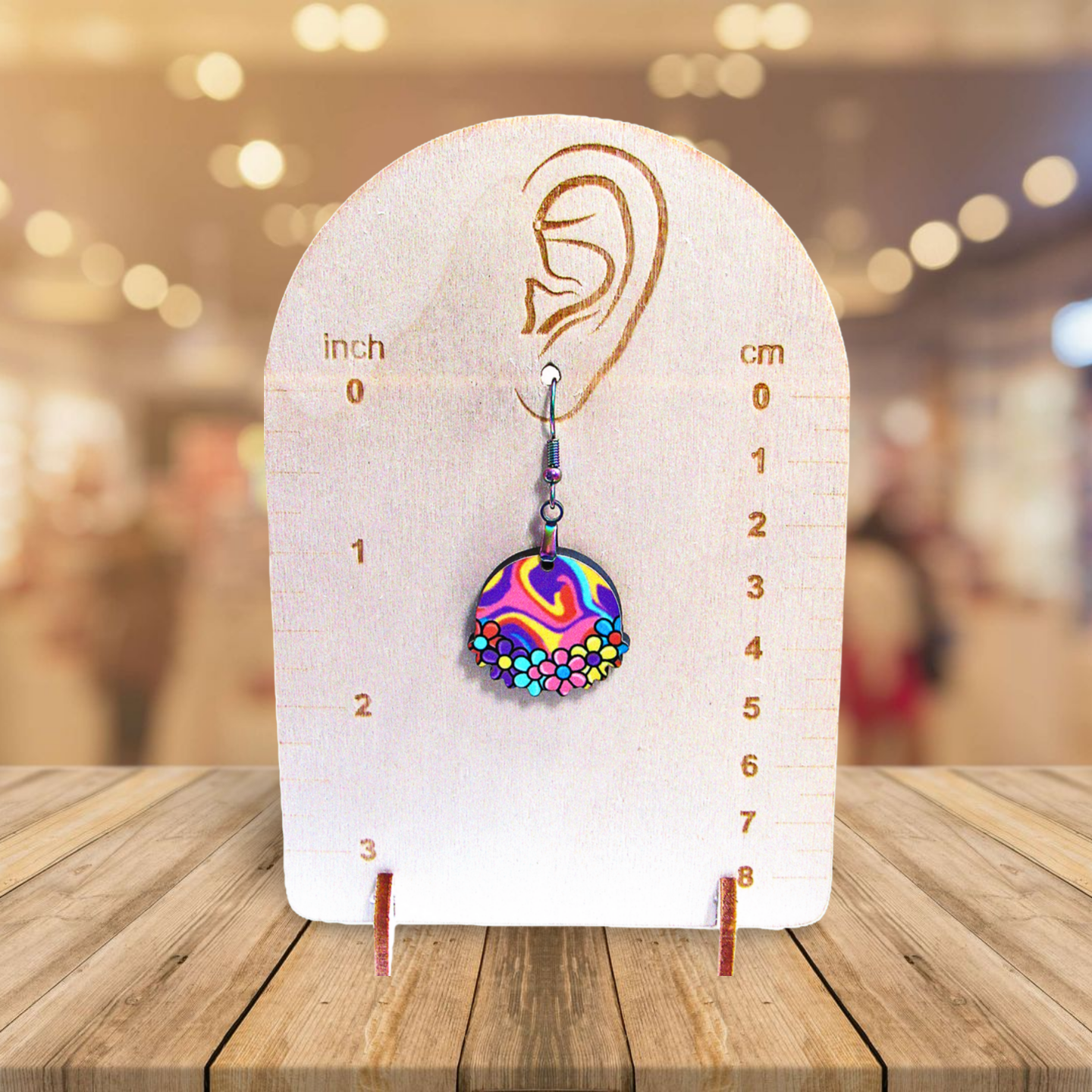 Floral Round Shaped Sublimated Earrings 1 inch