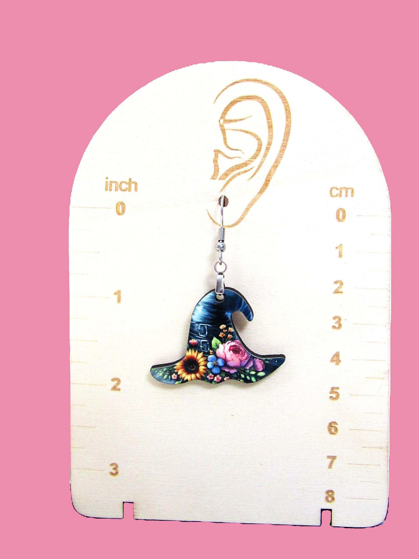 Witch Hat Shaped Sublimated Earrings 1.5 inches