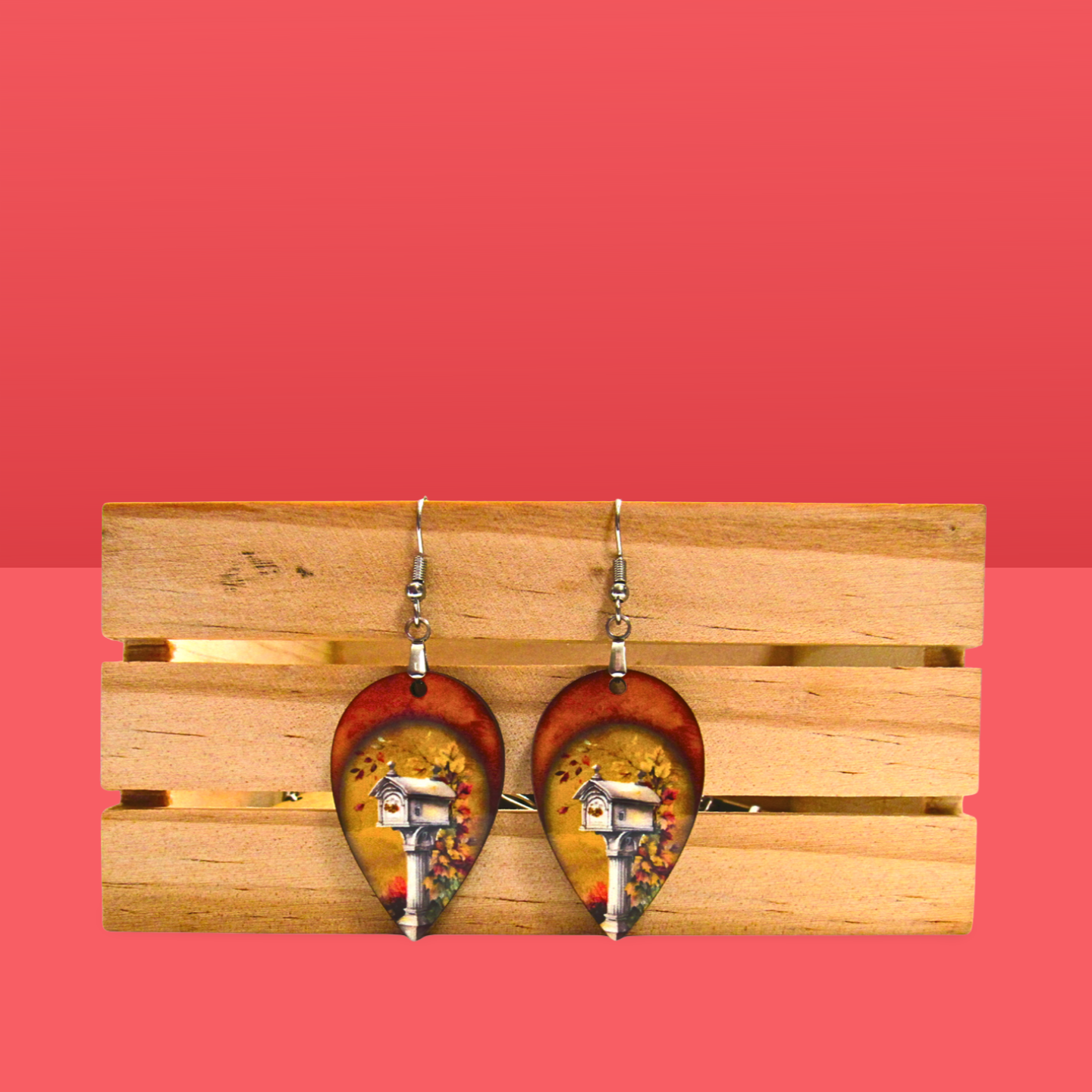 Reverse Teardrop Shaped Sublimated Earrings