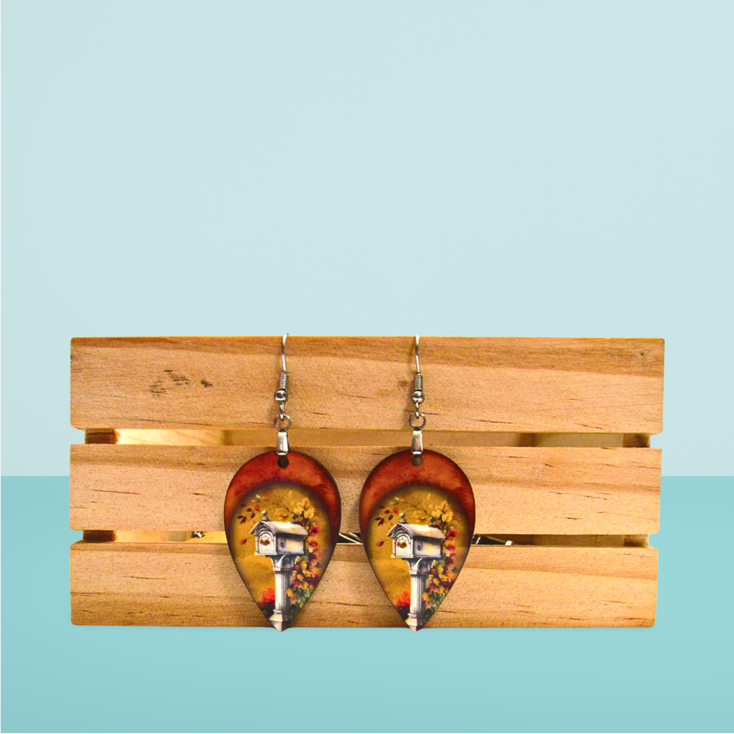 Reverse Teardrop Shaped Sublimated Earrings