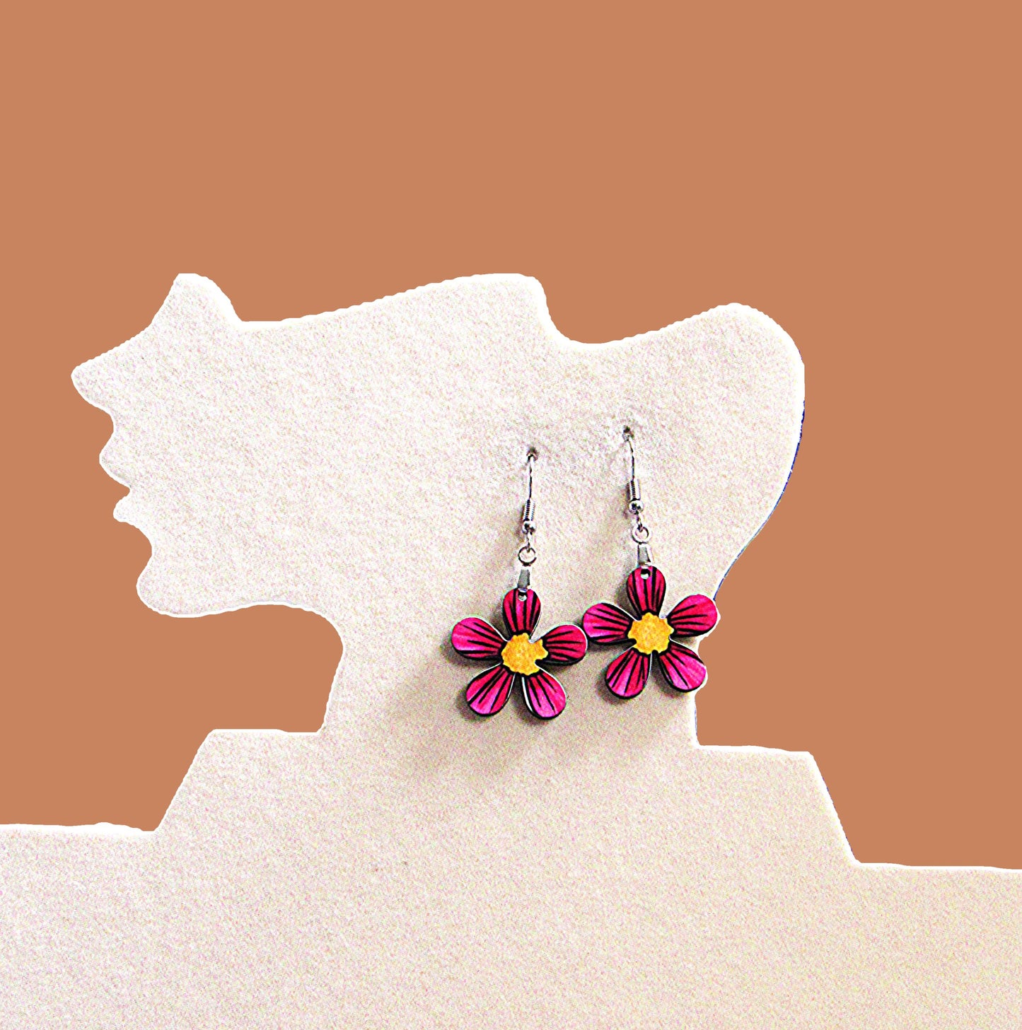 1 inch Hippie Flower Shaped Sublimated Earrings MDF