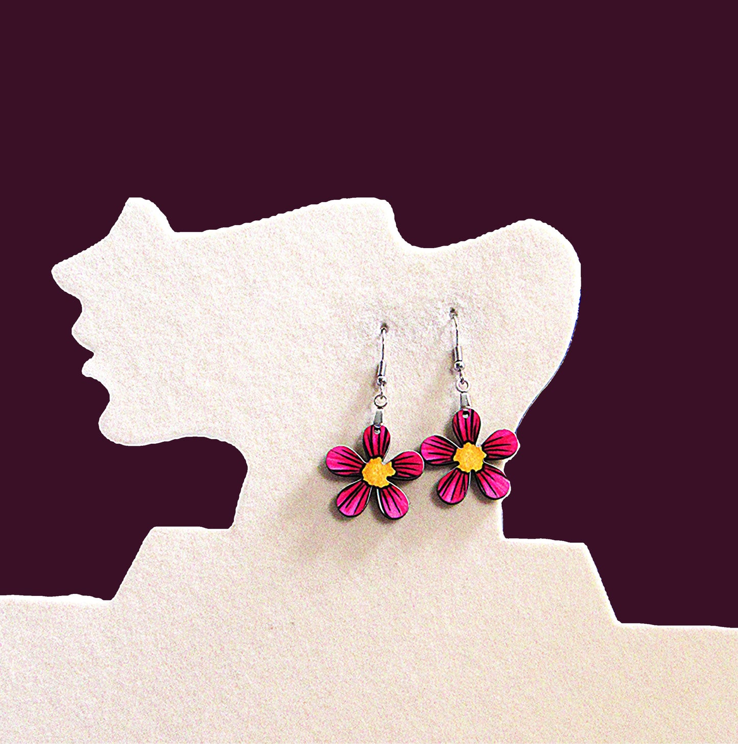 1 inch Hippie Flower Shaped Sublimated Earrings MDF