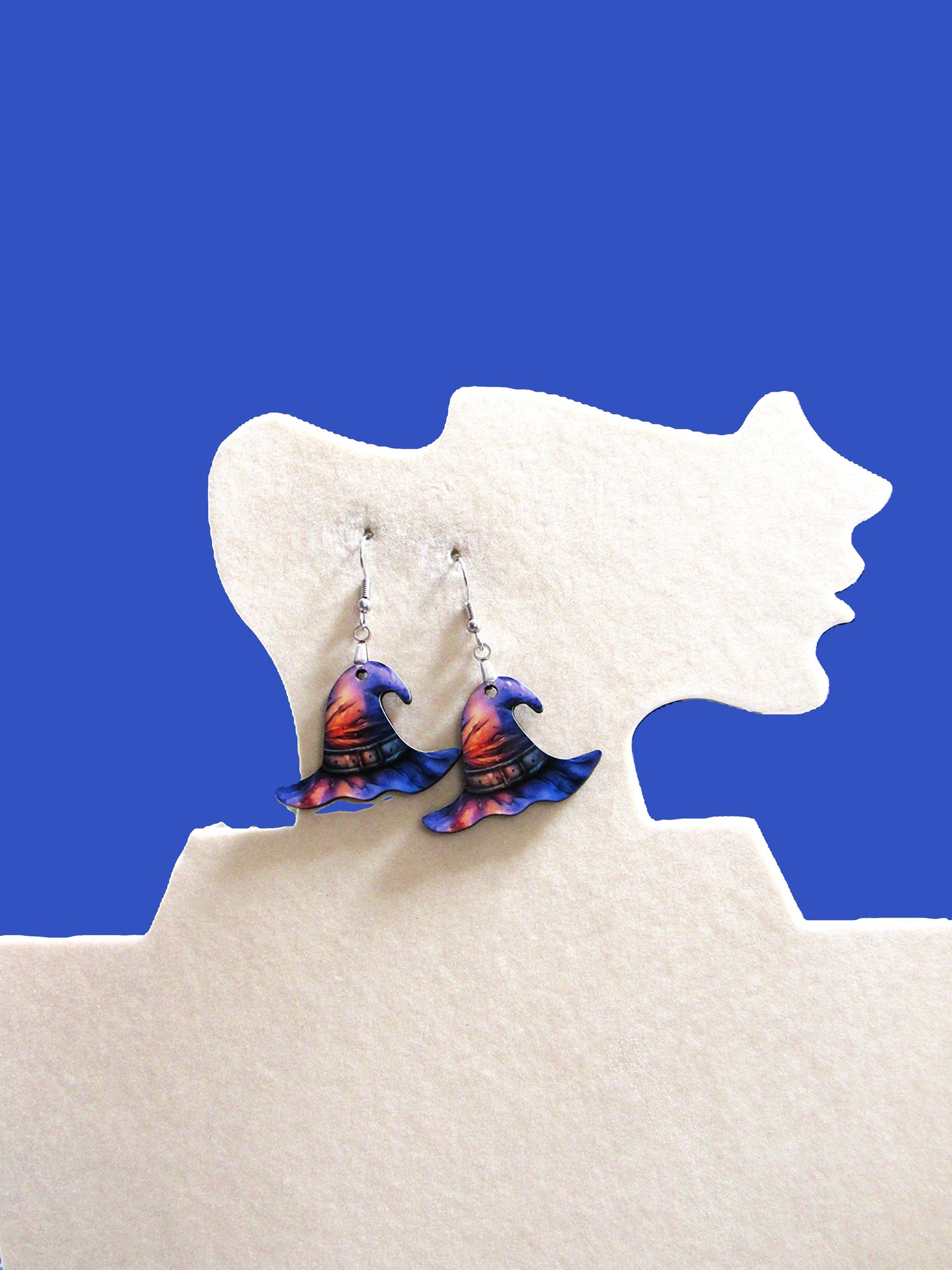 Witch Hat Shaped Sublimated Earrings 1.5 inches