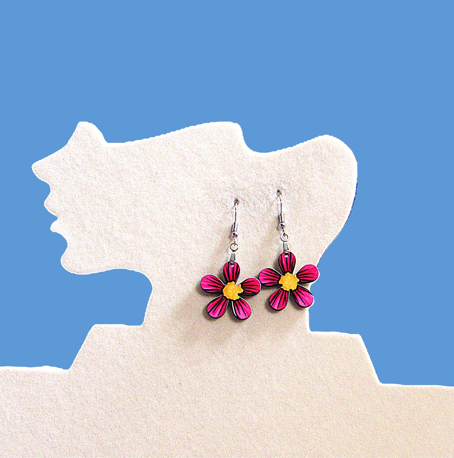 1 inch Hippie Flower Shaped Sublimated Earrings MDF