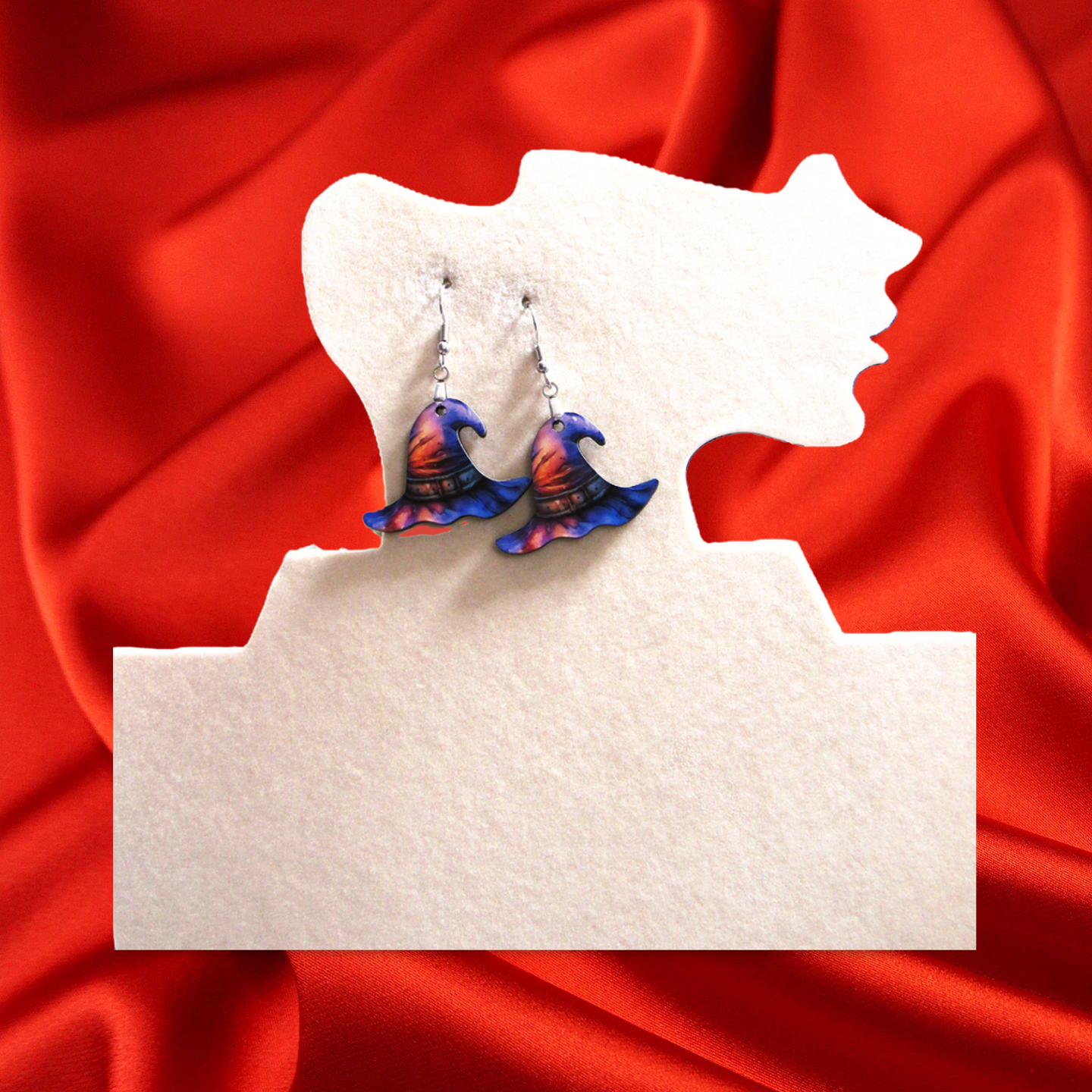 Witch Hat Shaped Sublimated Earrings 1.5 inches