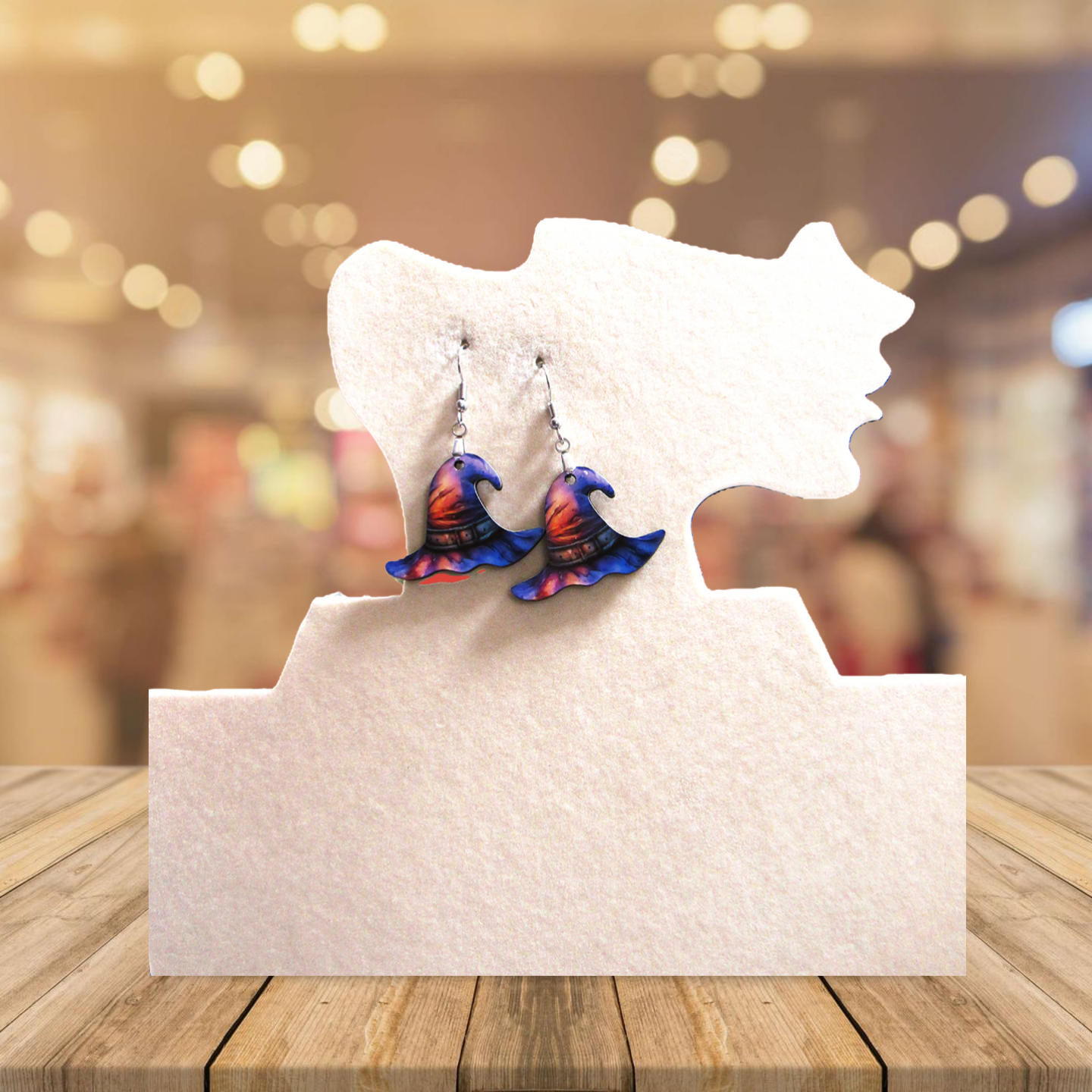 Witch Hat Shaped Sublimated Earrings 1.5 inches