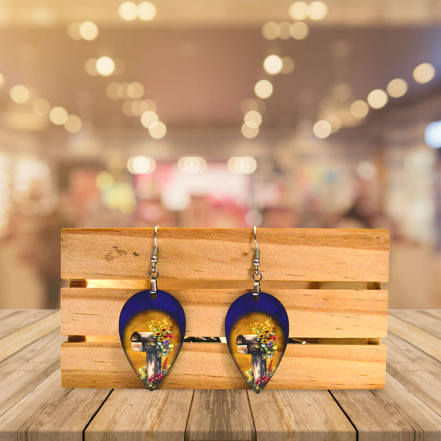 Reverse Teardrop Shaped Sublimated Earrings