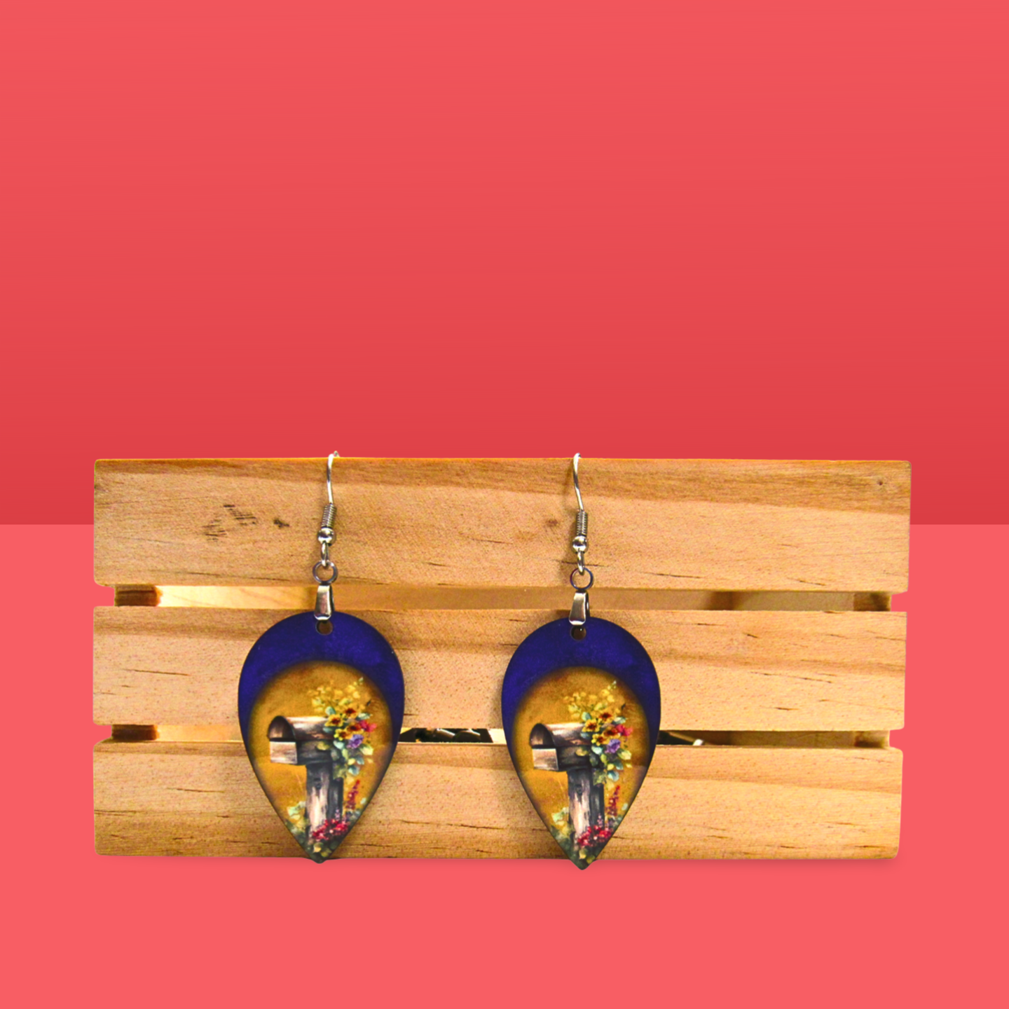 Reverse Teardrop Shaped Sublimated Earrings
