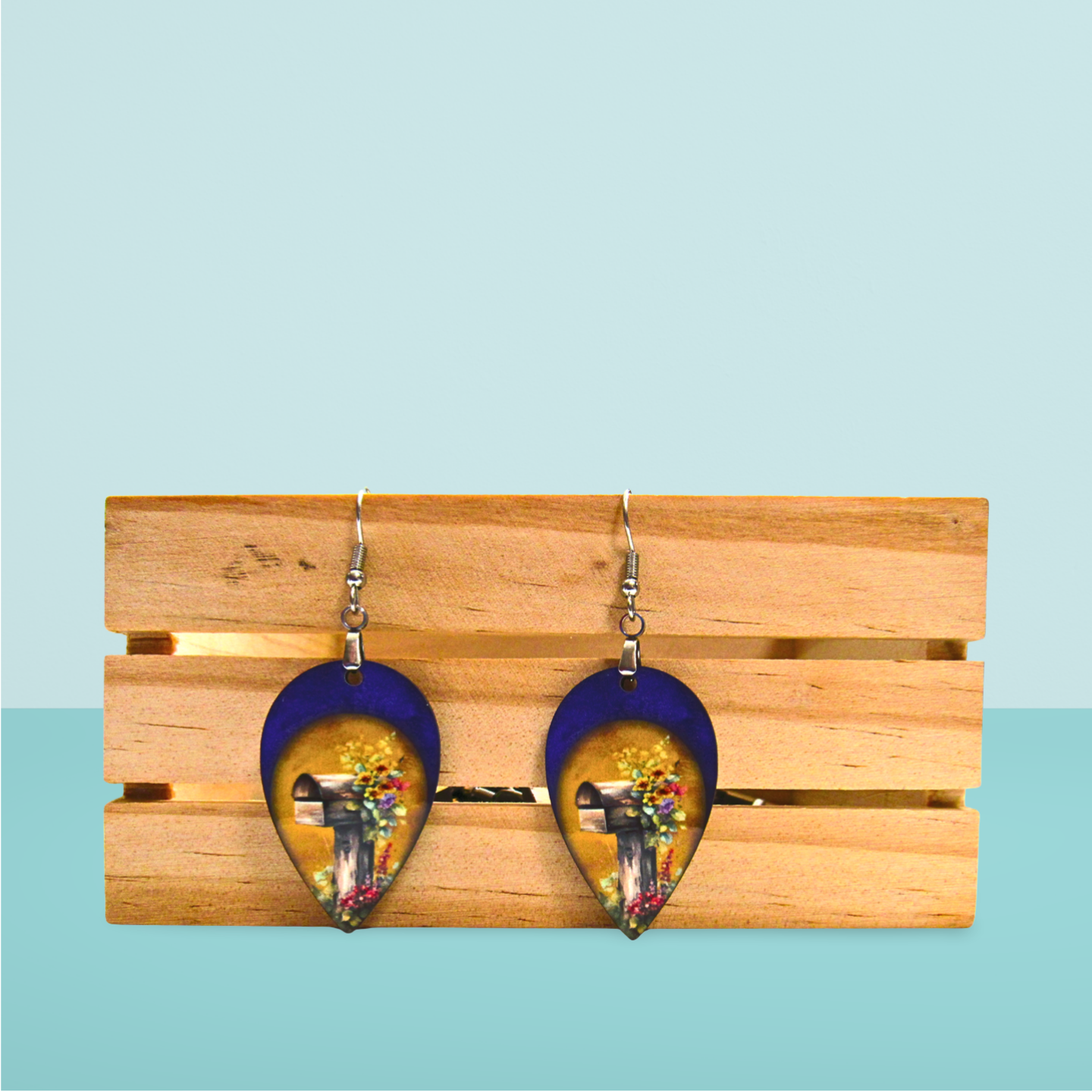 Reverse Teardrop Shaped Sublimated Earrings