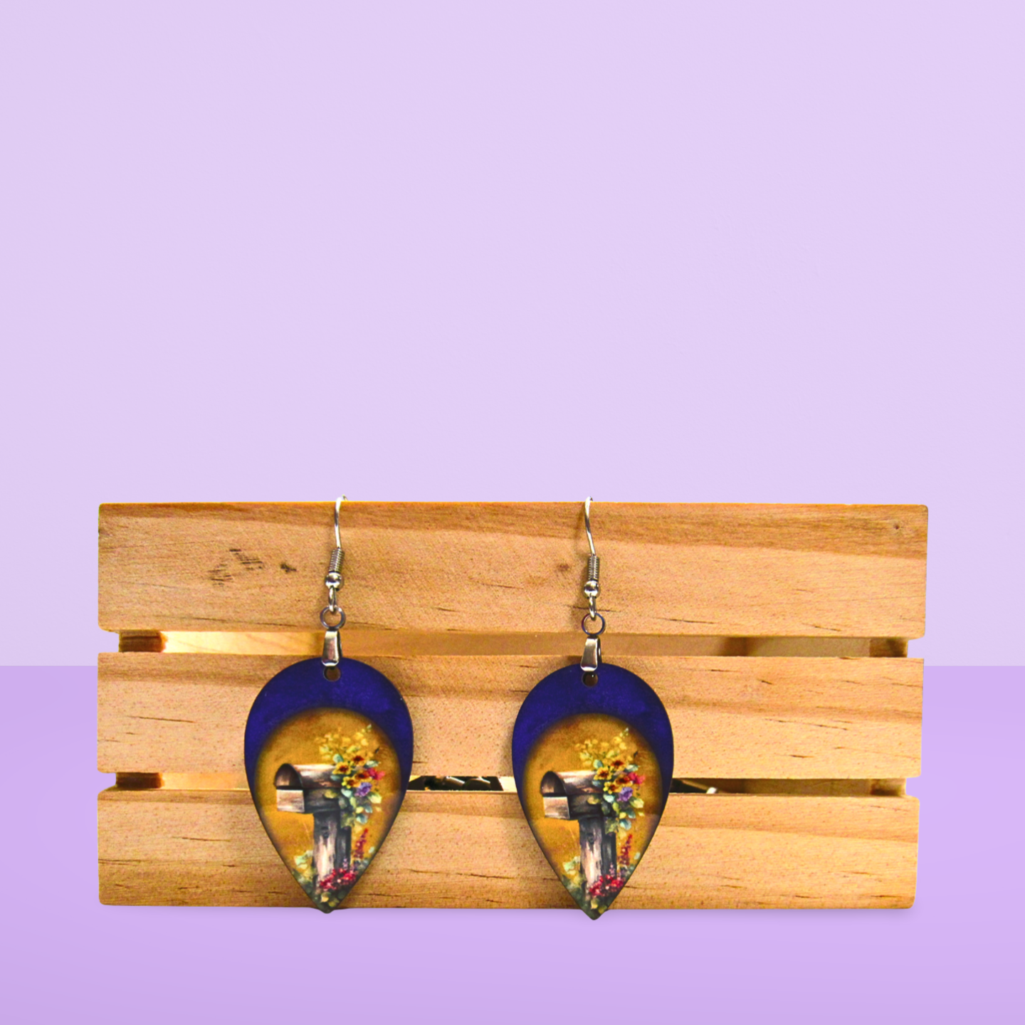 Reverse Teardrop Shaped Sublimated Earrings