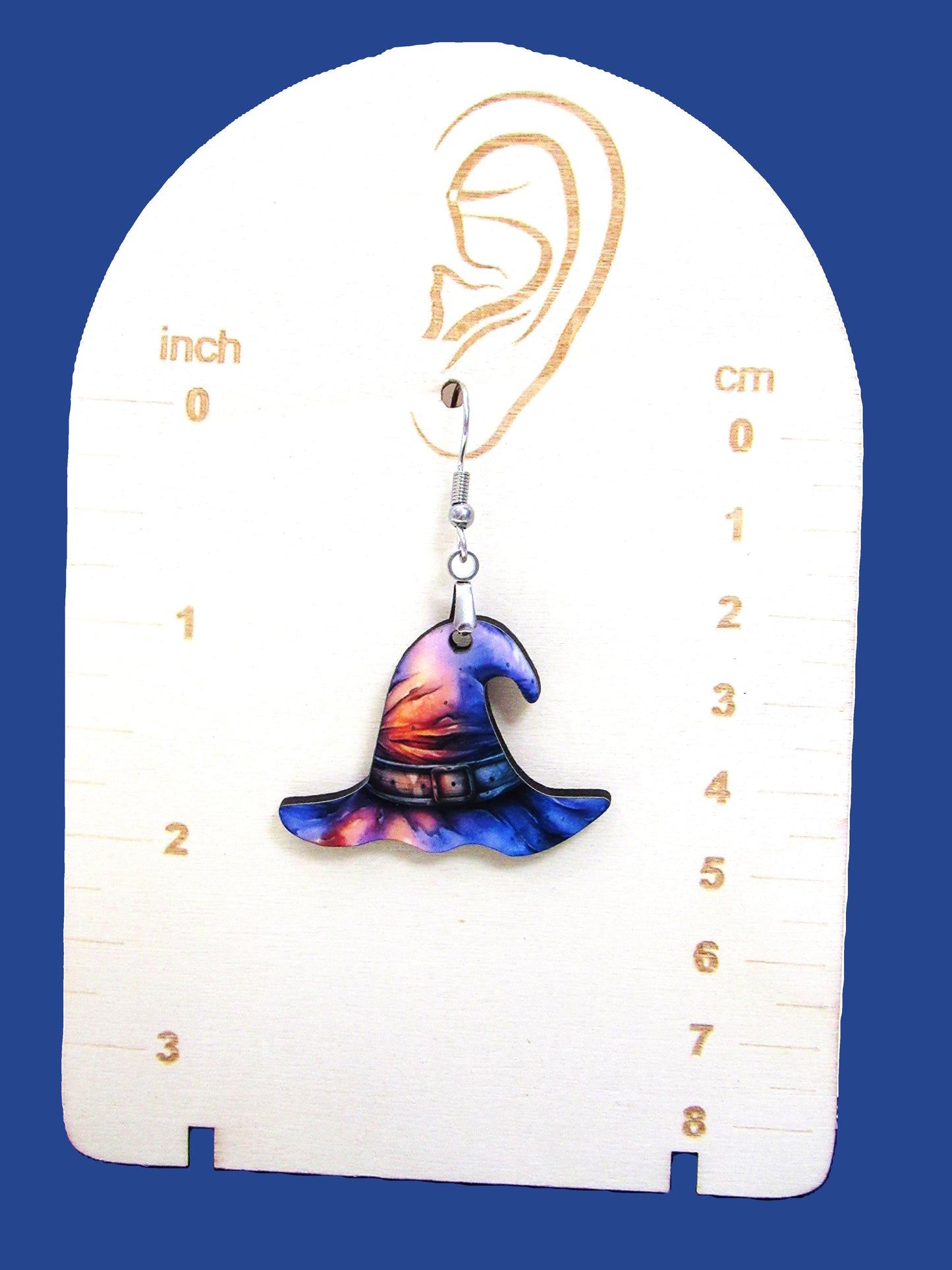 Witch Hat Shaped Sublimated Earrings 1.5 inches