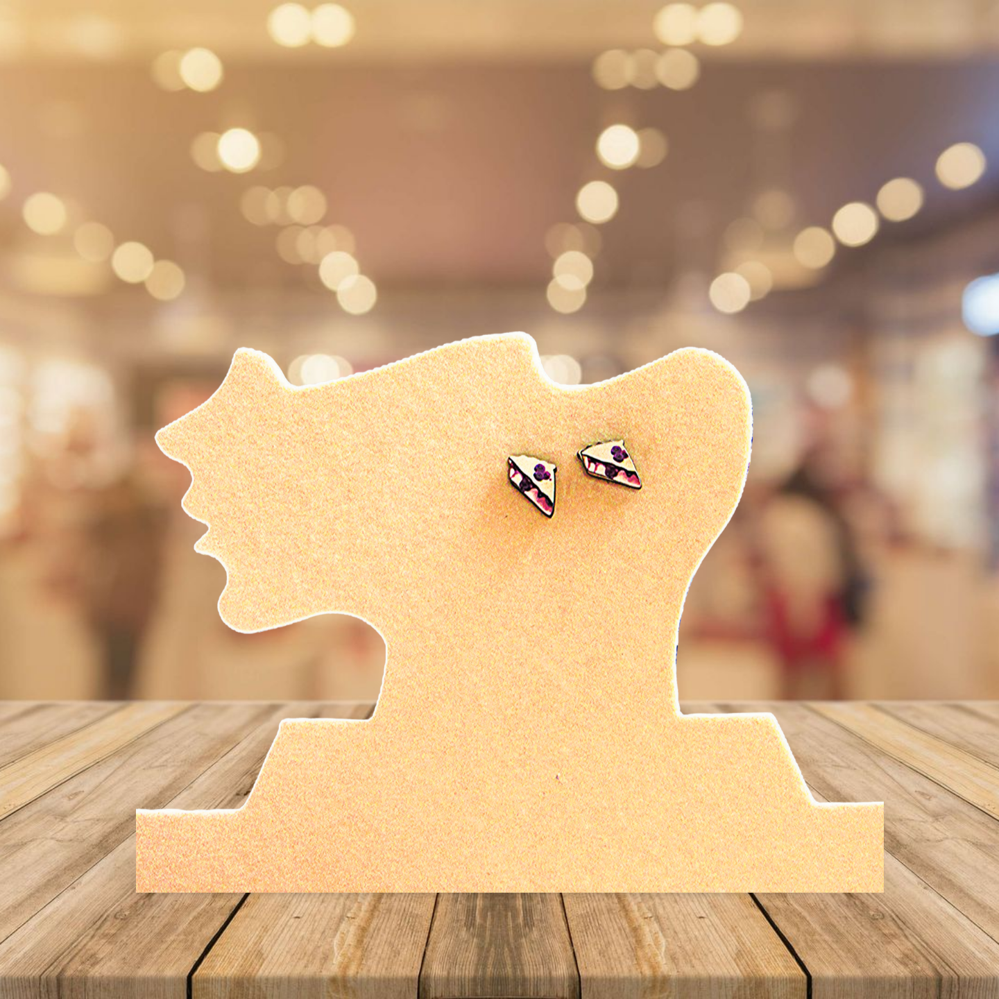 Pie Slice Shaped Sublimated Stud Earrings