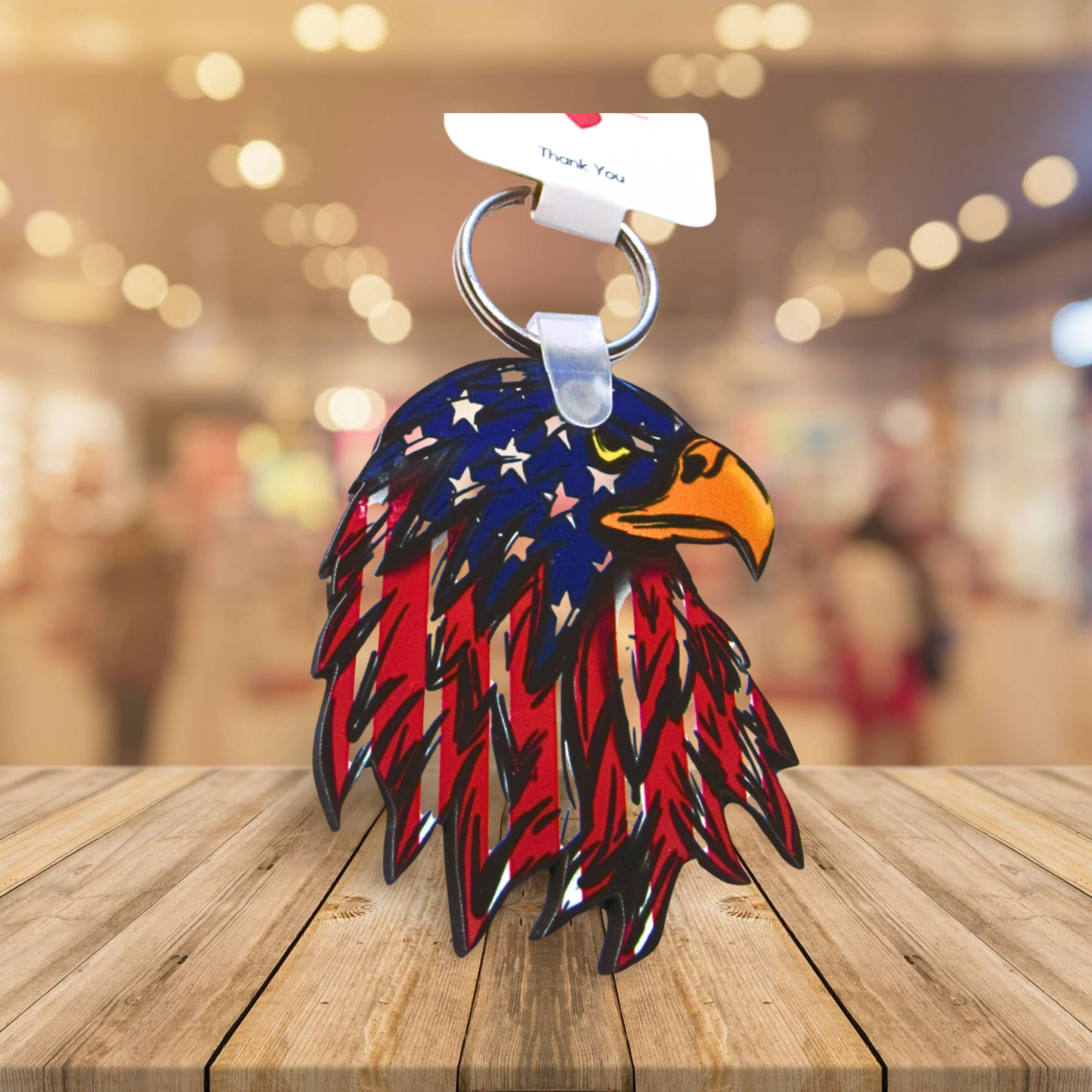 Eagle Head Shaped Sublimated Keychain