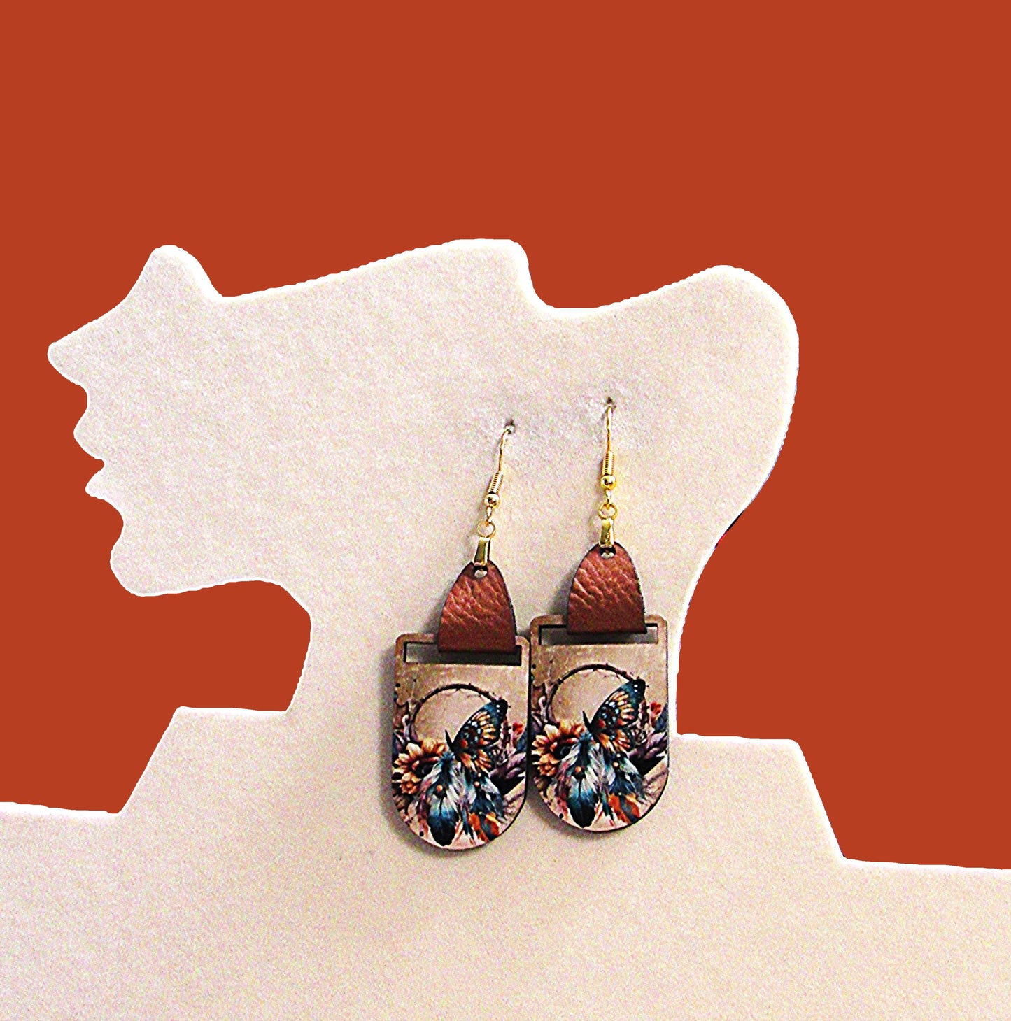 Faux Leather Bar Shaped Sublimated Earrings