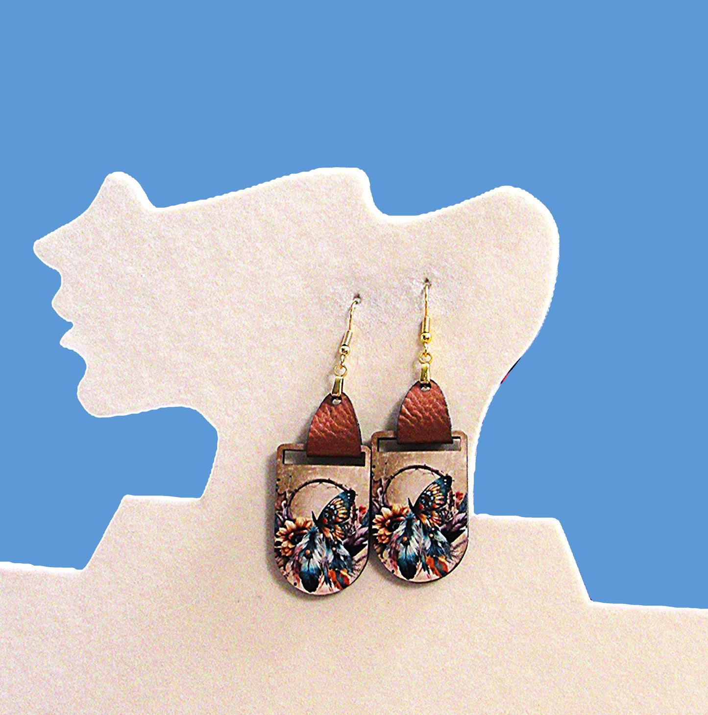 Faux Leather Bar Shaped Sublimated Earrings