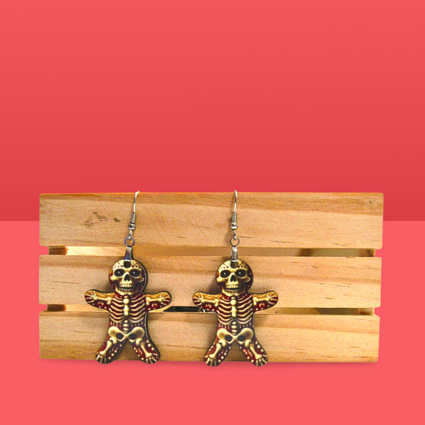 Skeleton Gingerbread Shaped Sublimated Earrings