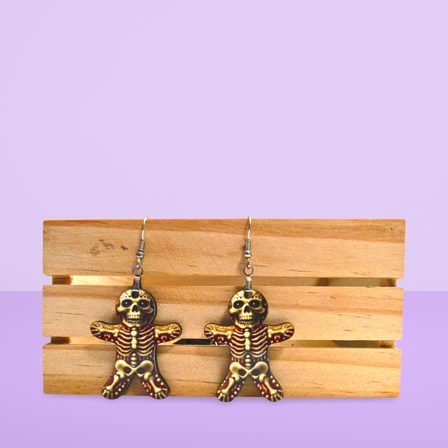 Skeleton Gingerbread Shaped Sublimated Earrings