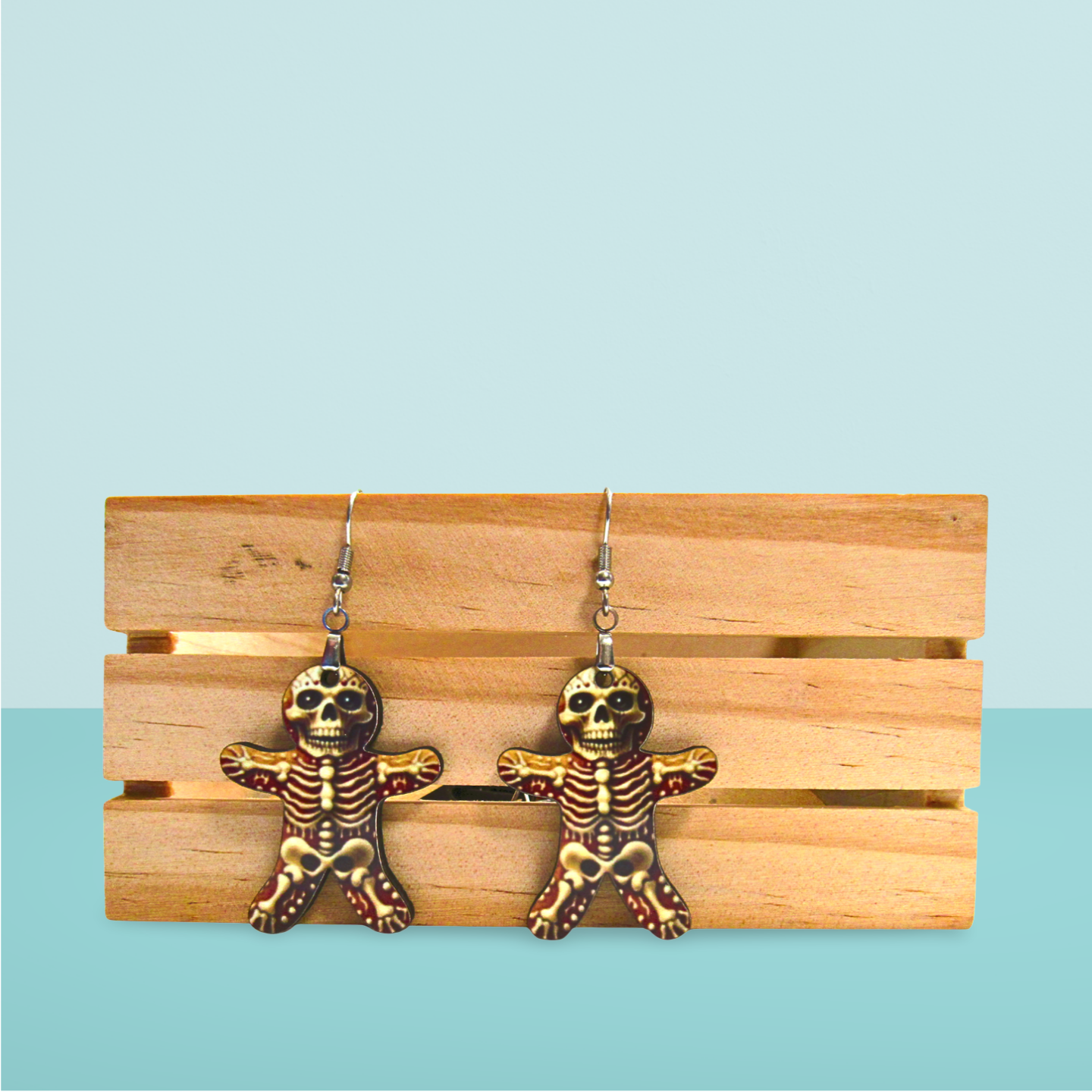 Skeleton Gingerbread Shaped Sublimated Earrings