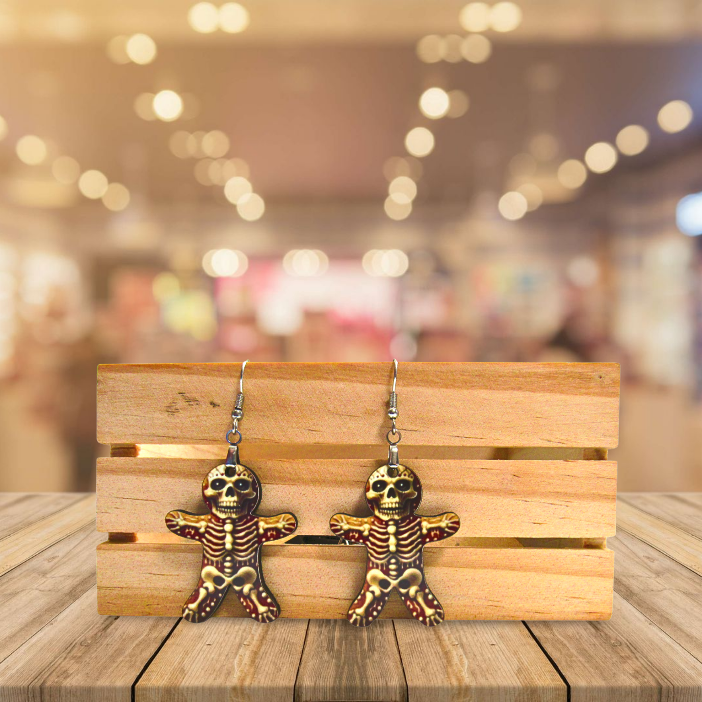 Skeleton Gingerbread Shaped Sublimated Earrings