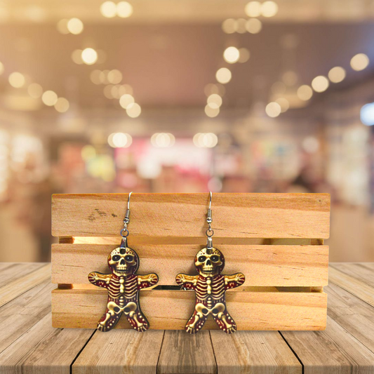 Skeleton Gingerbread Shaped Sublimated Earrings
