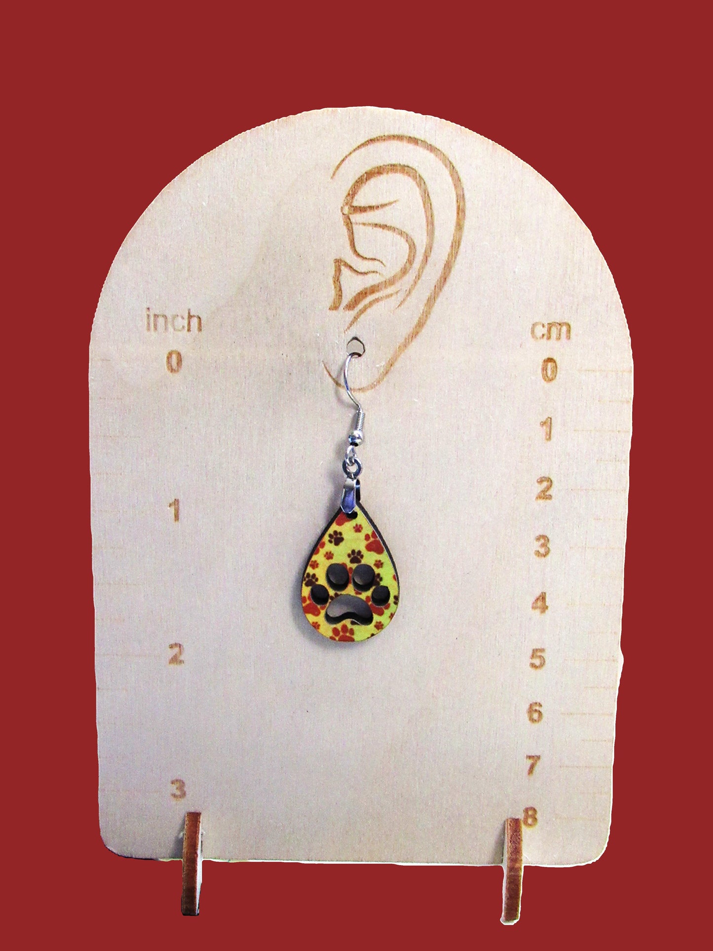 Pawprint Teardrop  Shaped Sublimated Earring