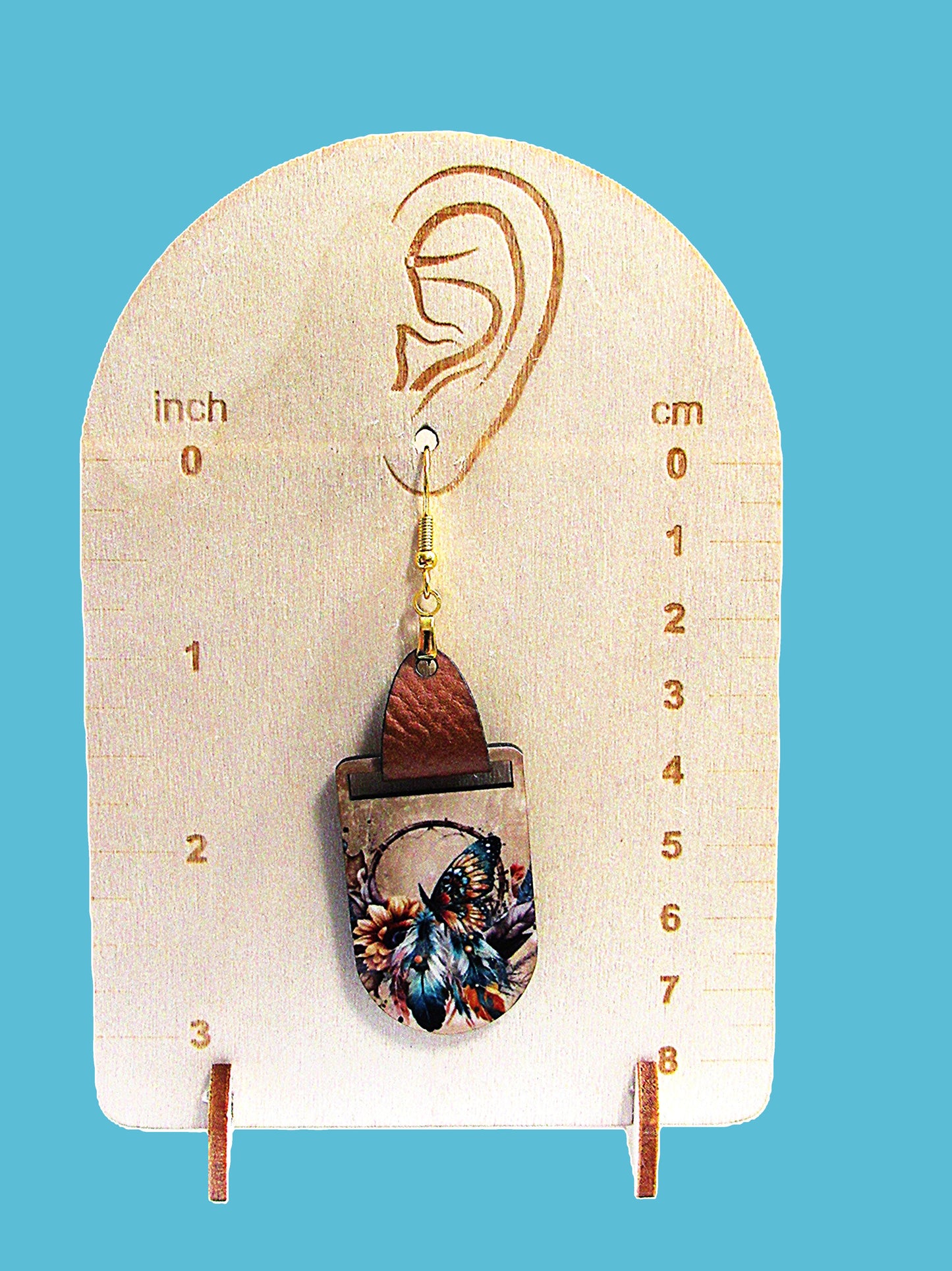 Faux Leather Bar Shaped Sublimated Earrings