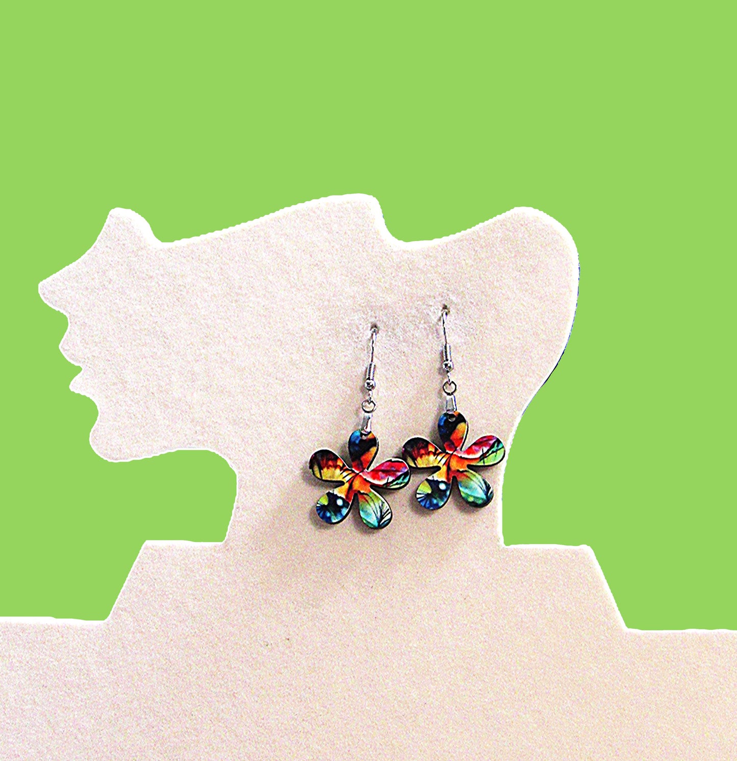 1 inch Hippie Flower Shaped Sublimated Earrings MDF