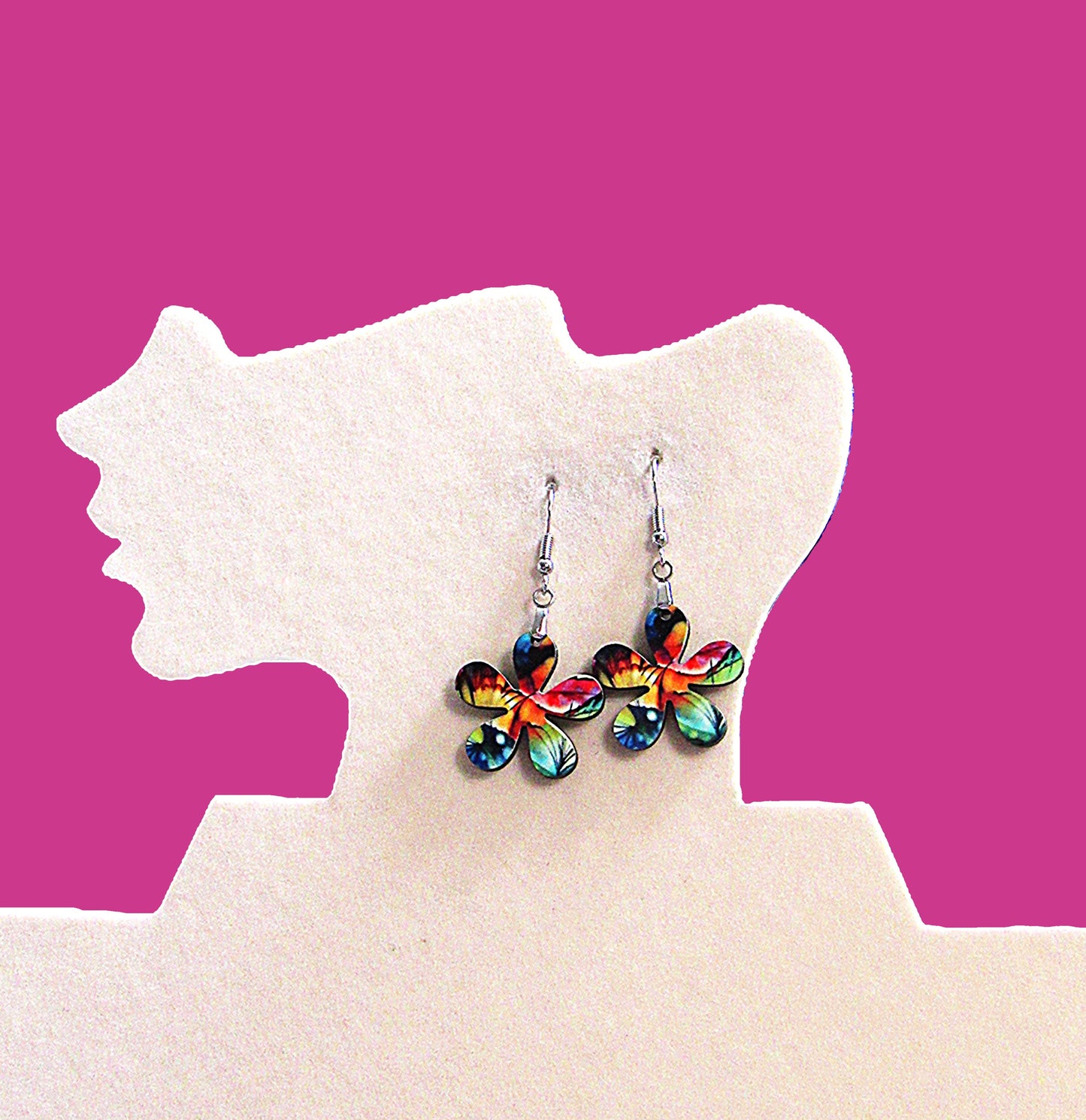 1 inch Hippie Flower Shaped Sublimated Earrings MDF