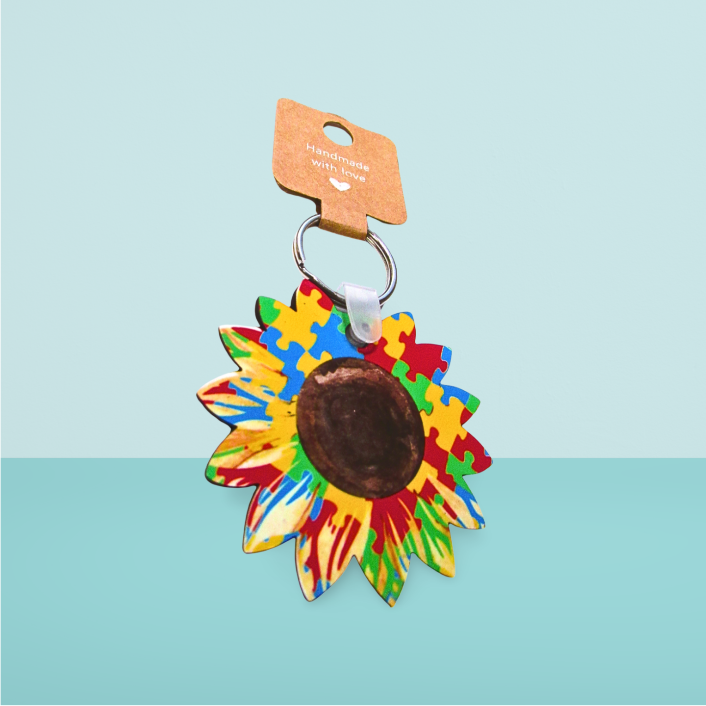 Sunflower Shaped Sublimated Keychain